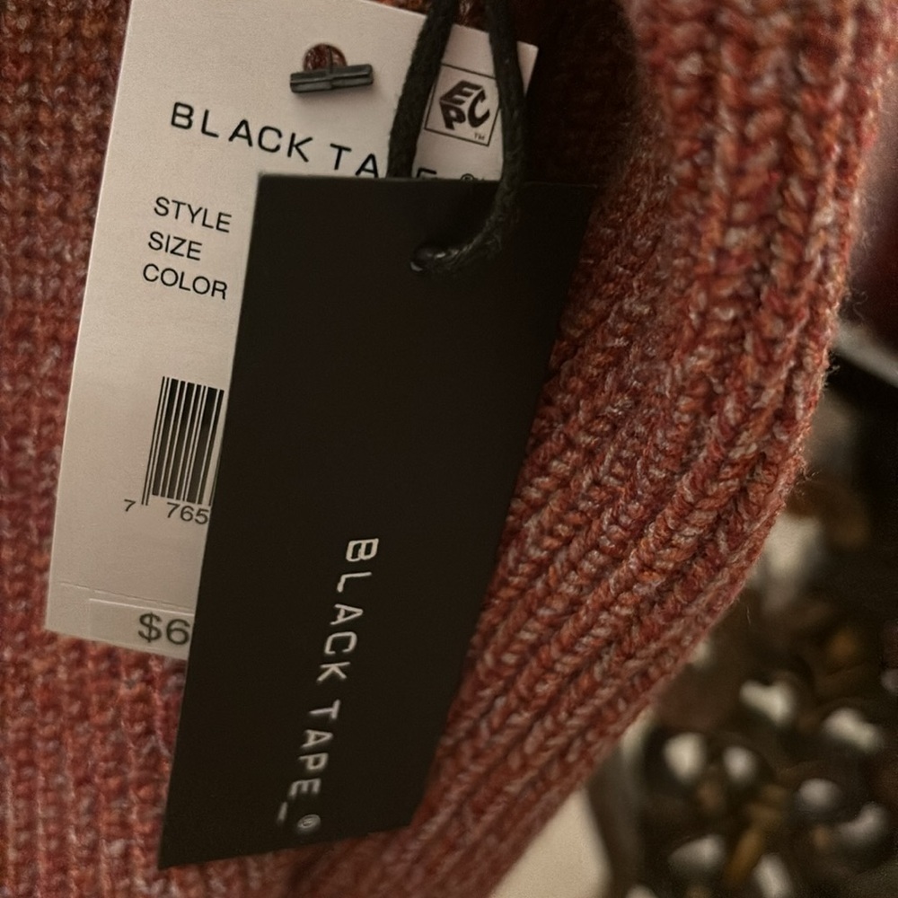 Cozy  Black Tape V-Neck Sweater Dress - Rust - Picture 8 of 8